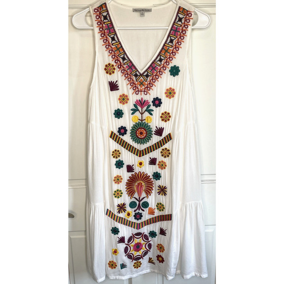 See and Be Seen Dresses & Skirts - See and Be Seen Women's Floral Embroidered Midi Tiered Dress Size S Boho Peasant